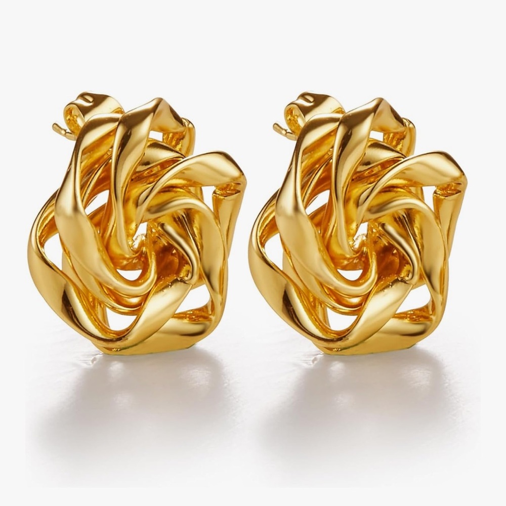 NEW 14K Gold Plated Elegant Gold Knot Earrings